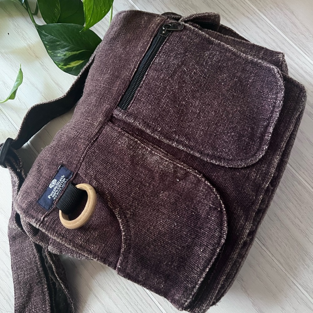 Brown Crossbody Bag with Rich Suede Finish